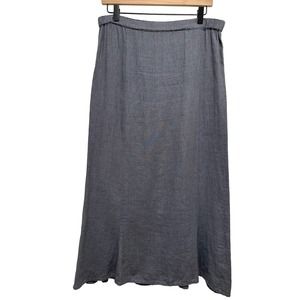Flax Blue Linen Maxi Skirt Womens Small Lagenlook Boho Minimal